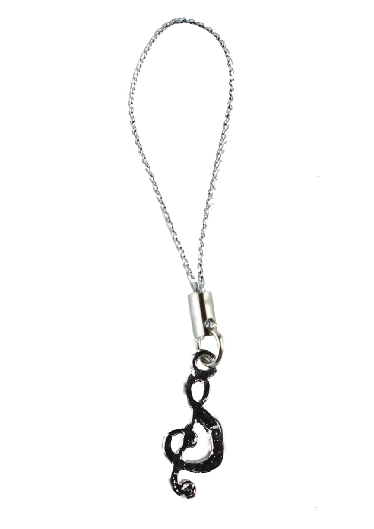 Mobile phone charm music treble clef encrusted with coloured bling