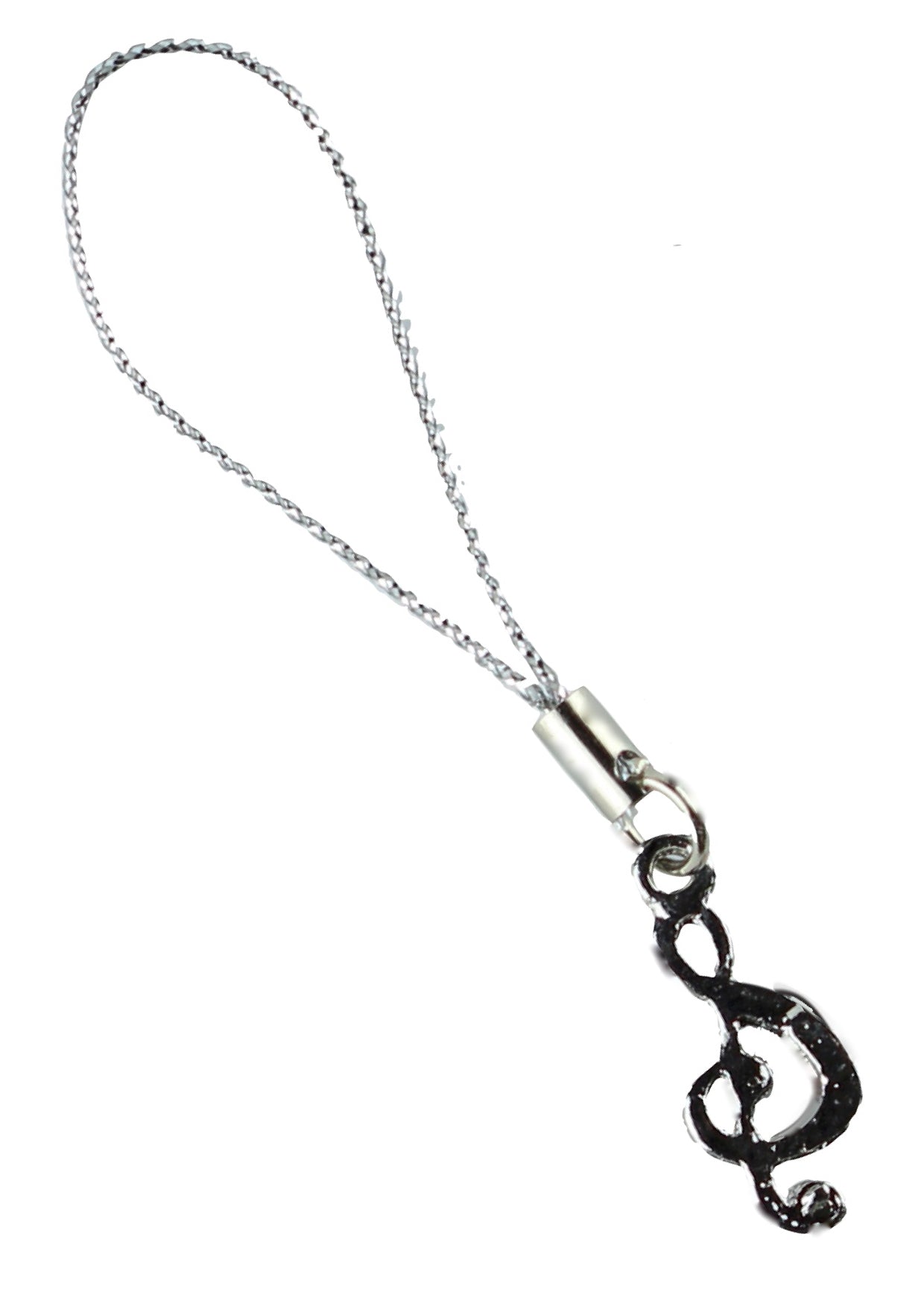 Mobile phone charm music treble clef encrusted with coloured bling