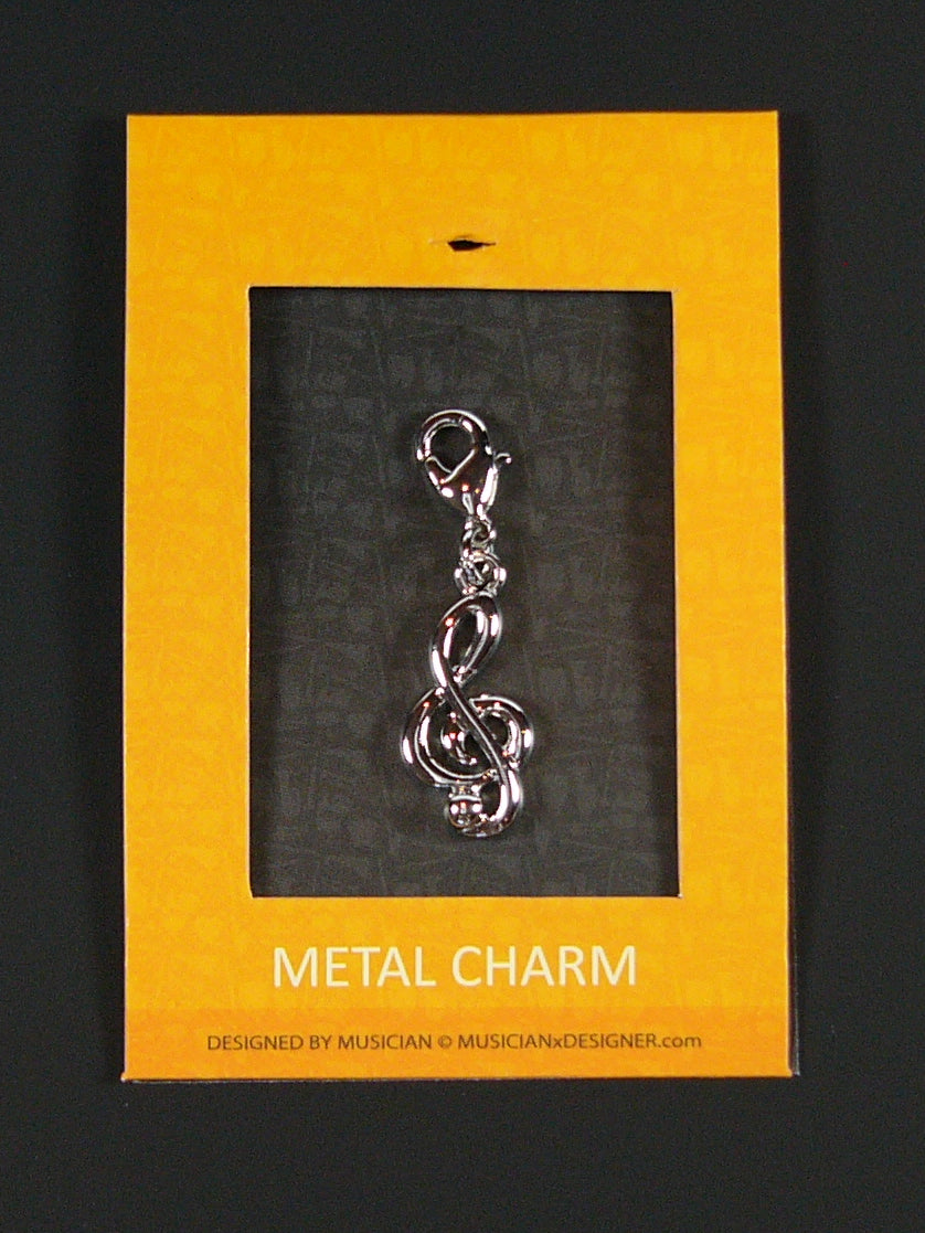 Musician Designer metal treble clef music charm with lobster claw lock