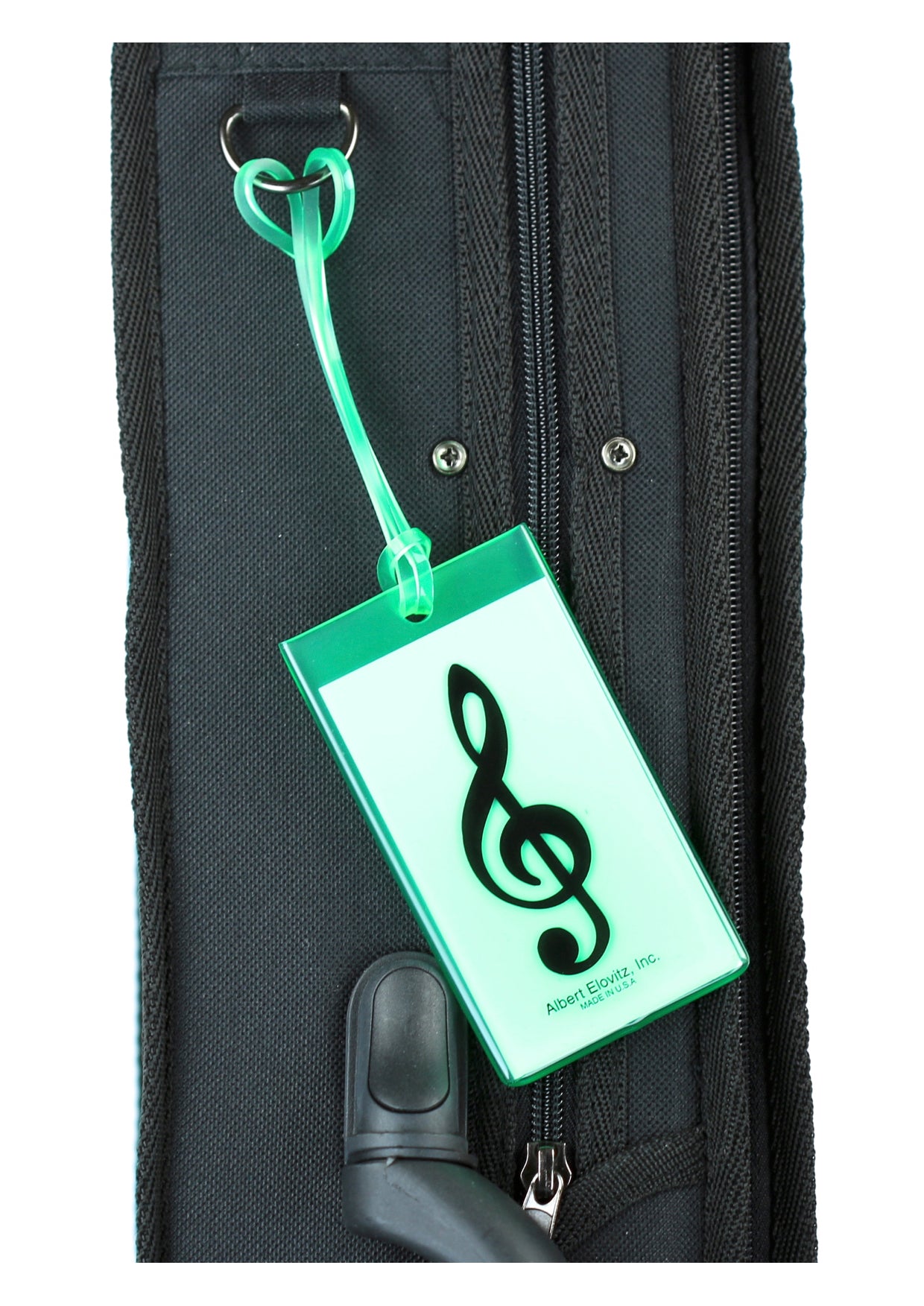 Albert Elovitz AIM Gifts Silicone Bag Tag Treble Clef Green