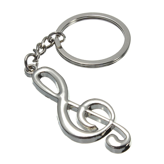 Metal treble clef music keyring tough chain links & split ring