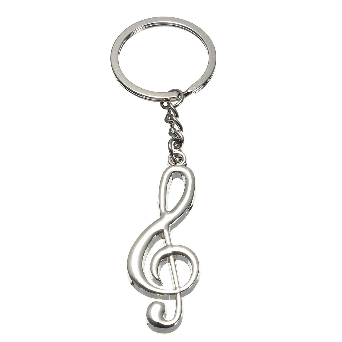 Metal treble clef music keyring tough chain links & split ring