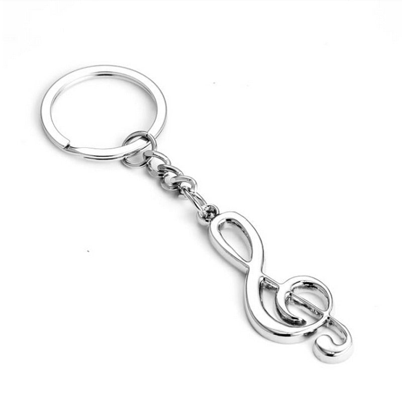 Metal treble clef music keyring tough chain links & split ring