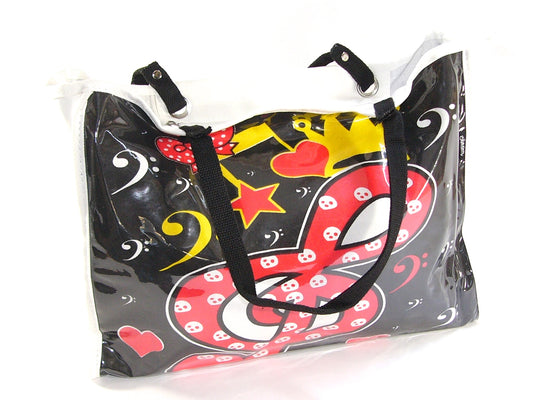 Treble clef plastic canvas tote music library bag 40cm X 30cm X 10cm