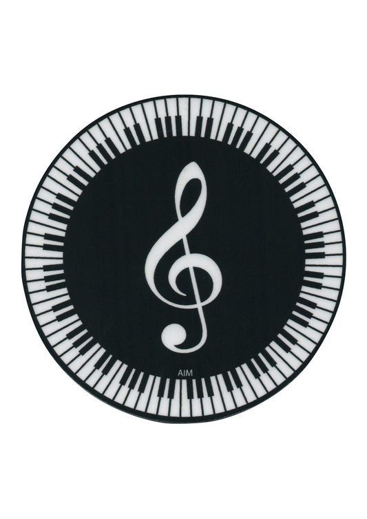 AIM Gifts single vinyl drinks coaster rubber non slip base G clef keyboard
