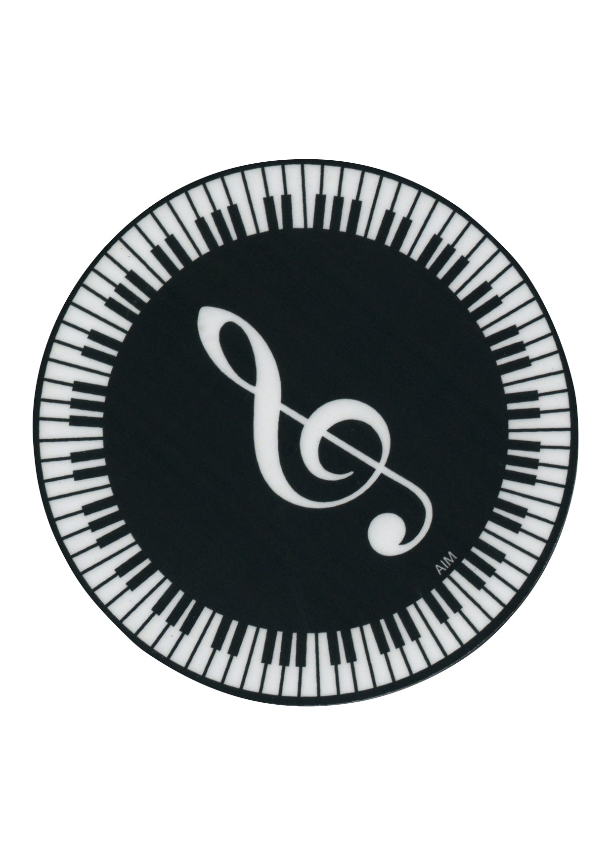 AIM Gifts single vinyl drinks coaster rubber non slip base G clef keyboard