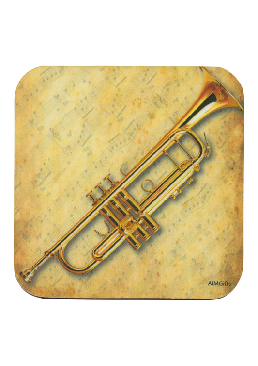AIM Gifts single vinyl drinks coaster rubber non slip base trumpet