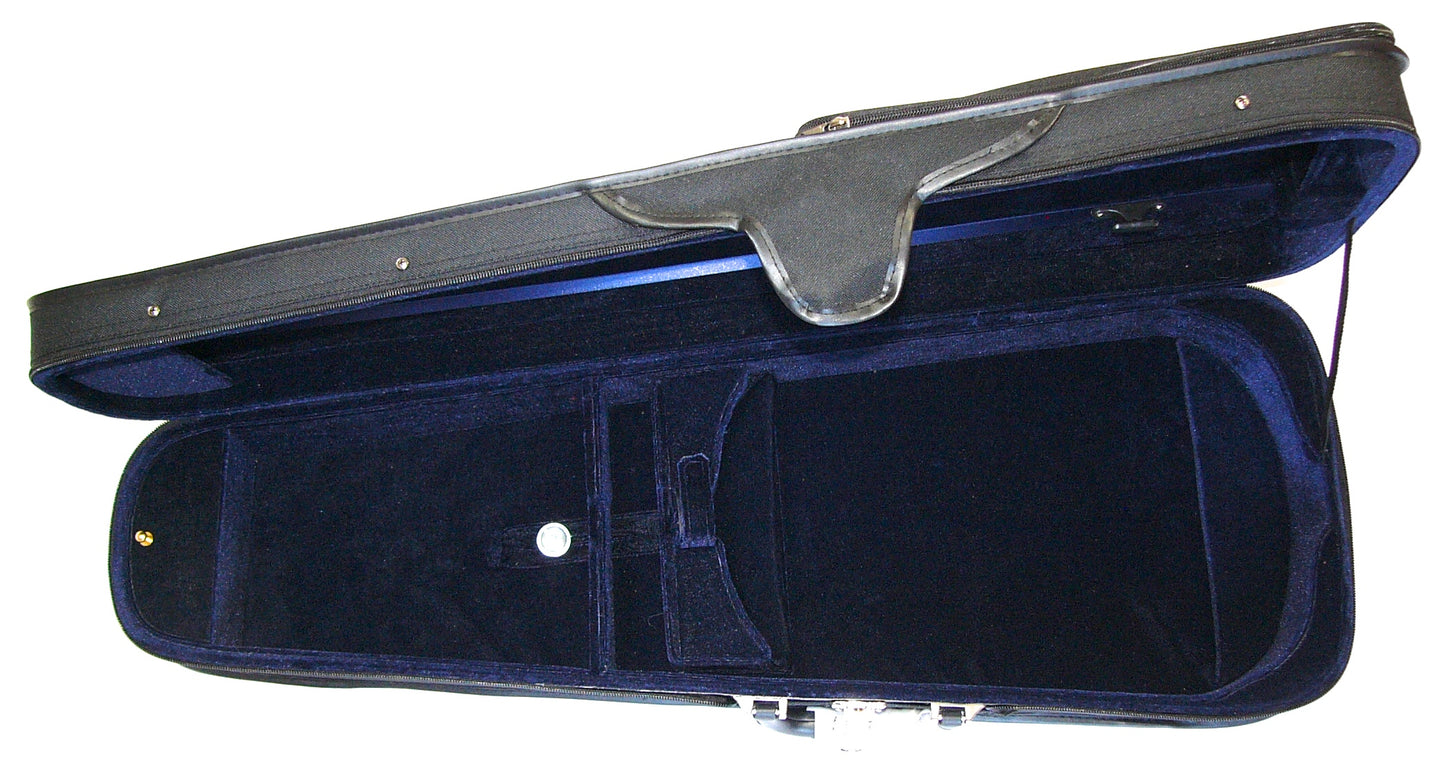 Deluxe size adjustable (14”-16.5”) black blue dart viola case many features