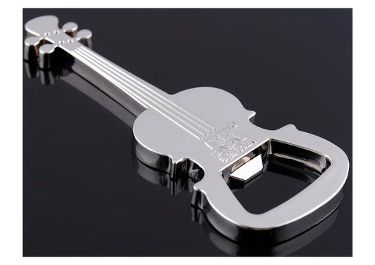 Metal music violin viola shaped bottle opener polished chrome finish