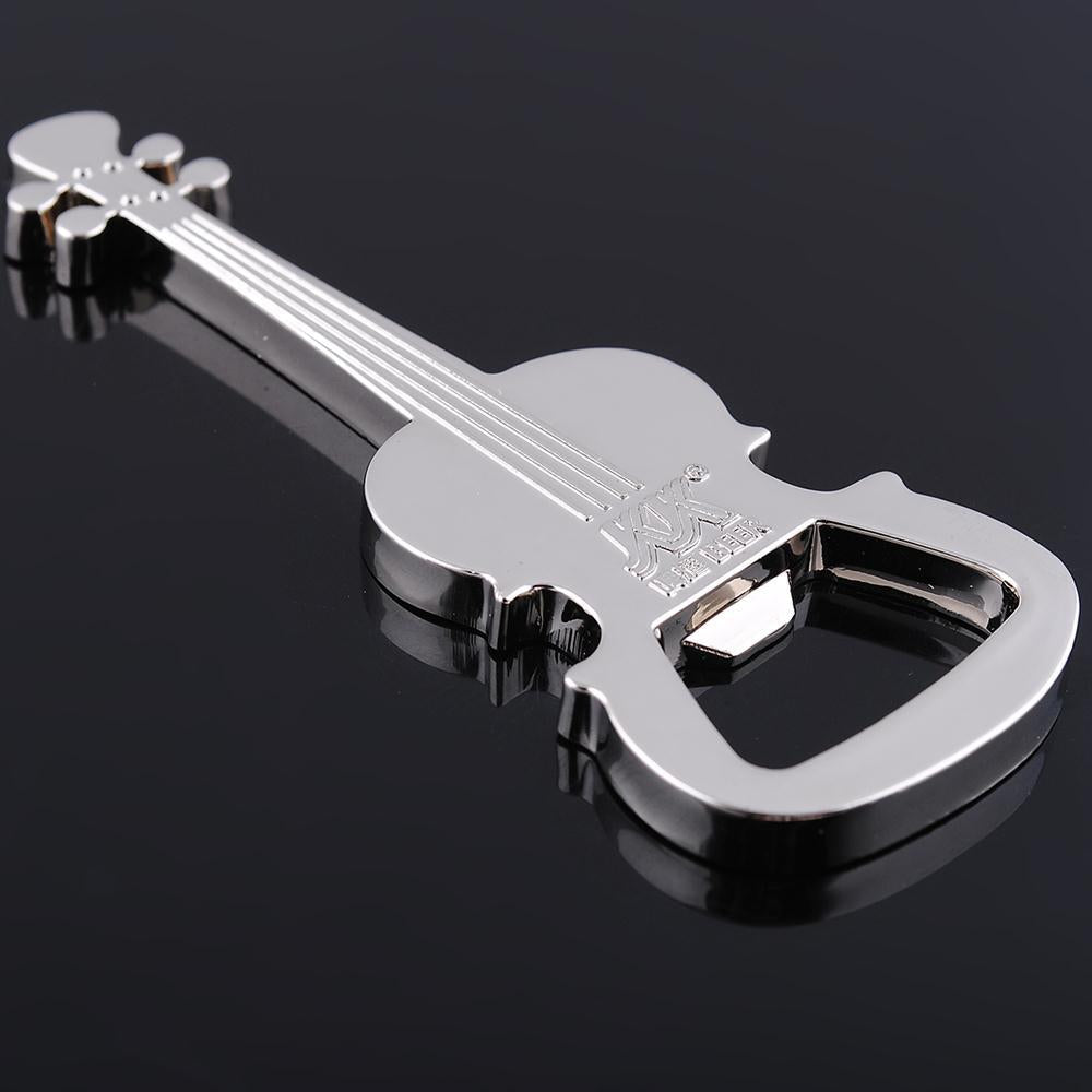 Metal music violin viola shaped bottle opener polished chrome finish
