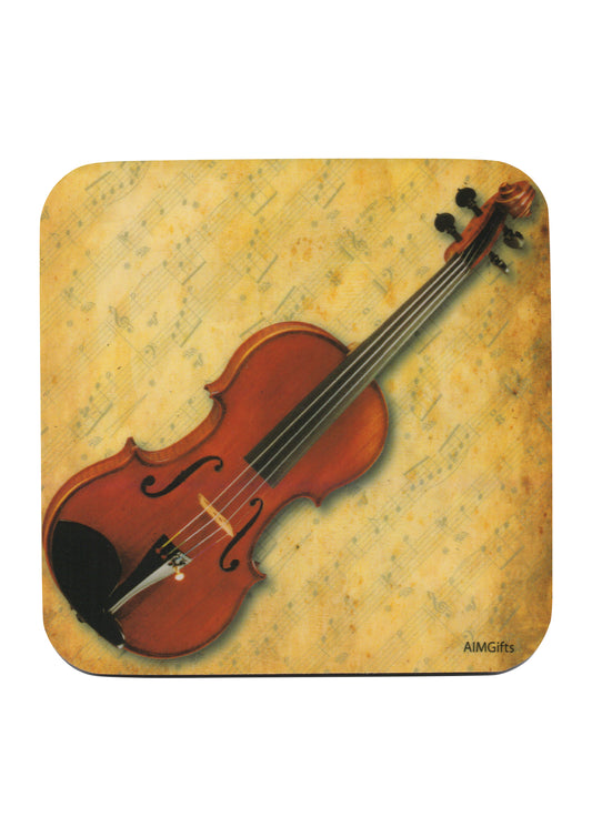 AIM Gifts single vinyl drinks coaster rubber non slip base violin