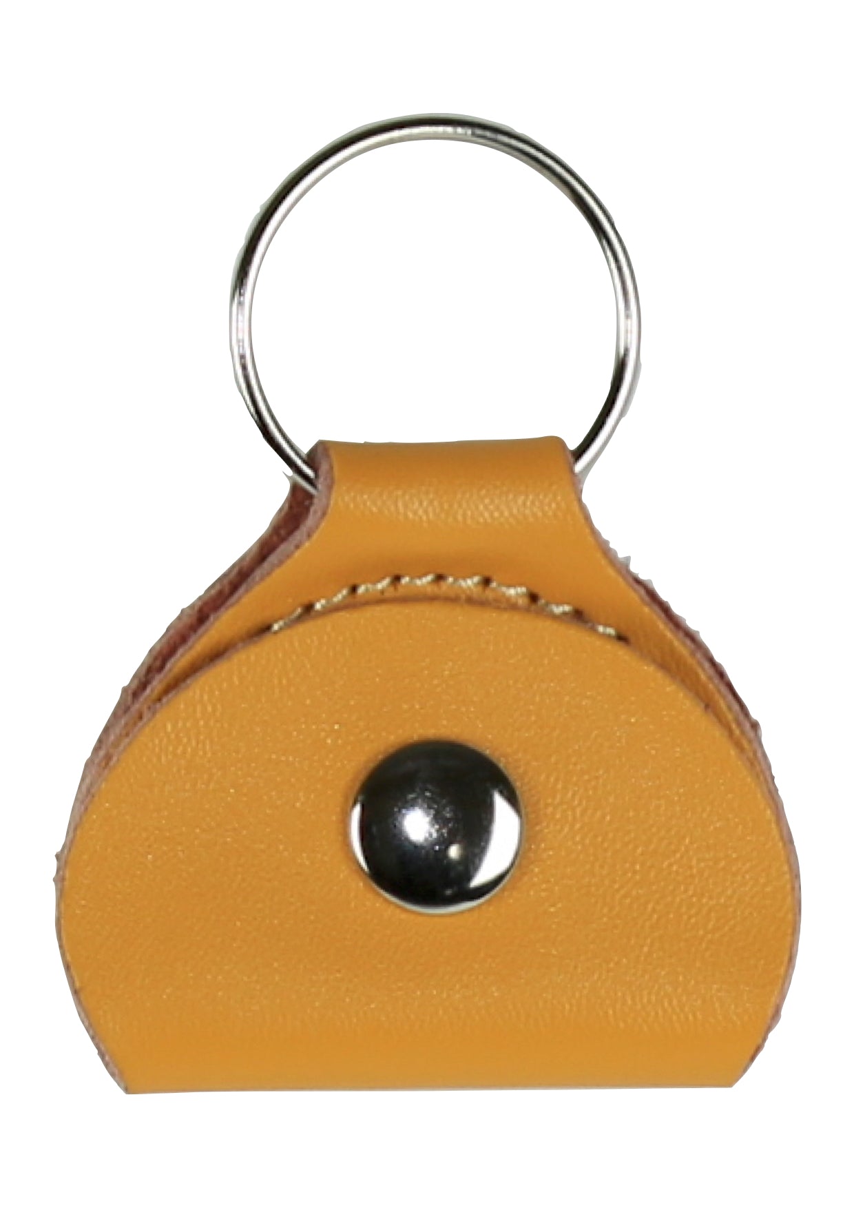Yellow 100% Genuine Leather Guitar Pick Plectrum Holder & Keyring