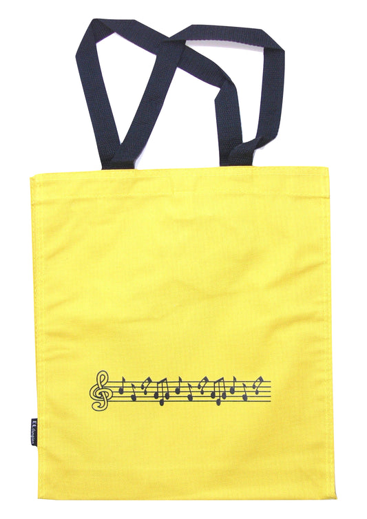 Yellow canvas tote music library bag music notation print 31cm X 34cm