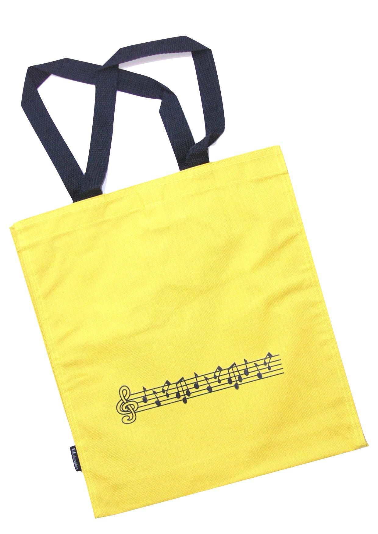 Yellow canvas tote music library bag music notation print 31cm X 34cm