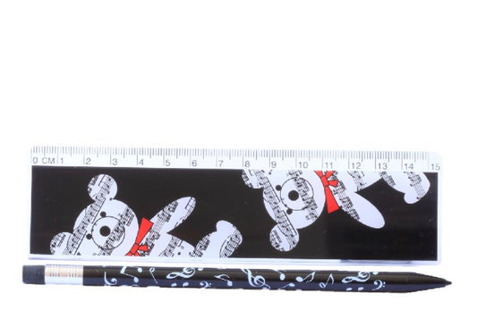 2 item musical stationery pack musical design mechanical pencil & bear ruler