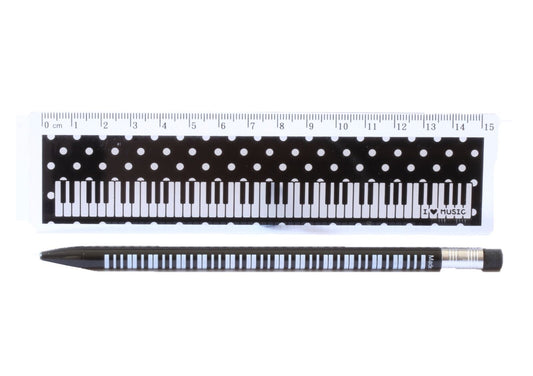 2 item musical stationery pack keyboard design mechanical pencil & ruler