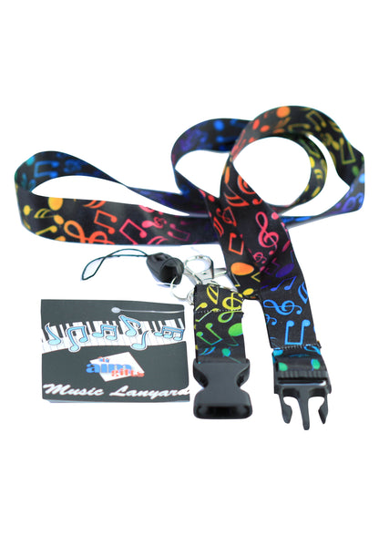 AIM Gifts brand lanyard multi coloured music notes design