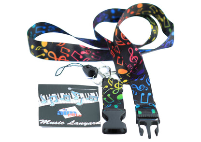 AIM Gifts brand lanyard multi coloured music notes design