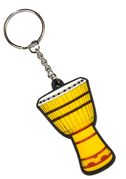 Detailed yellow African drum keyring made of quality materials
