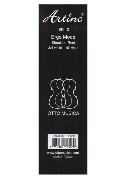 Artino Otto Musica SR-12 "Ergo" 3/4-4/4 Violin 13”-16” Viola Shoulder Rest BLACK