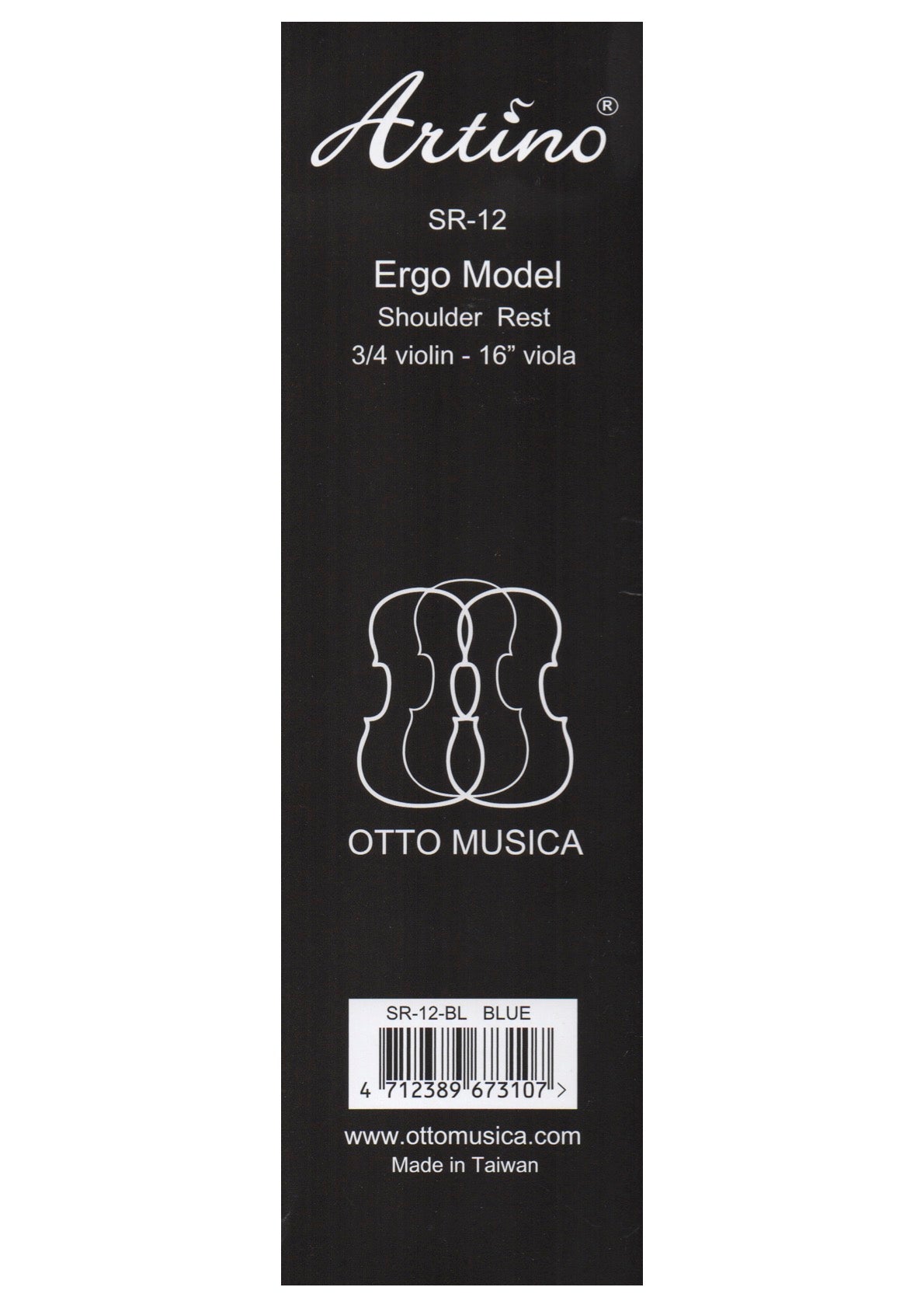 Artino Otto Musica SR-12 "Ergo" 3/4-4/4 Violin 13”-16” Viola Shoulder Rest BLUE
