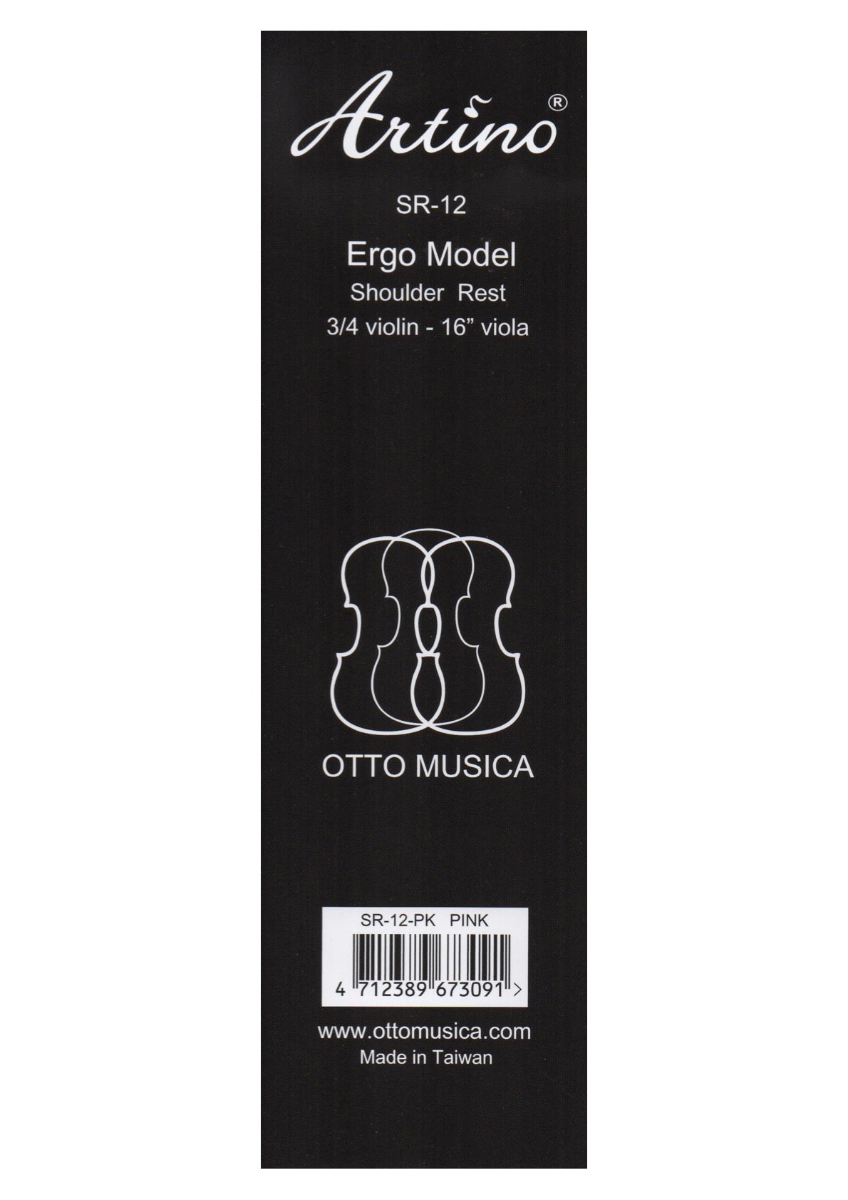 Artino Otto Musica SR-12 "Ergo" 3/4-4/4 Violin 13”-16” Viola Shoulder Rest PINK