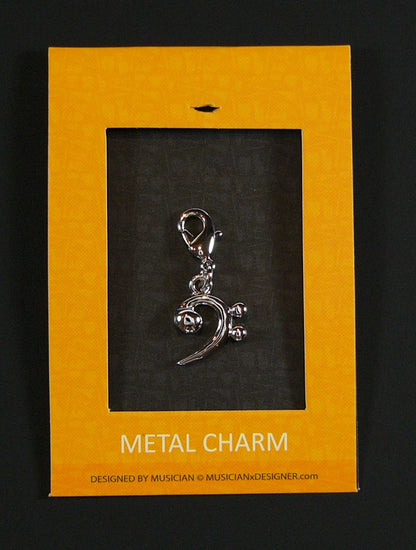 Musician Designer metal bass clef music charm with lobster claw lock