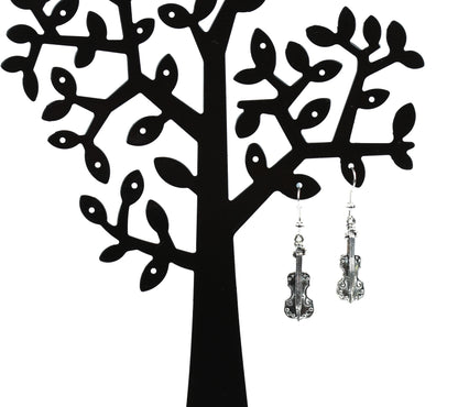 Silver plated ear wire hook violin drop earrings inc free white lace pouch