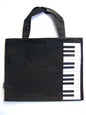 Black canvas tote music library bag keyboard print large size 34cm X 42cm