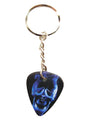 Playable blue skull guitar pick keyring tough chain links split ring