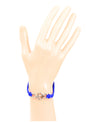 Dark Blue Twin Leather Band Bracelet with Treble Clef Charm & Lobster Claw Clasp