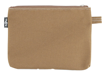 Brown I Love Music brand treble clef print canvas zipper pencil case 23cm X 17cm