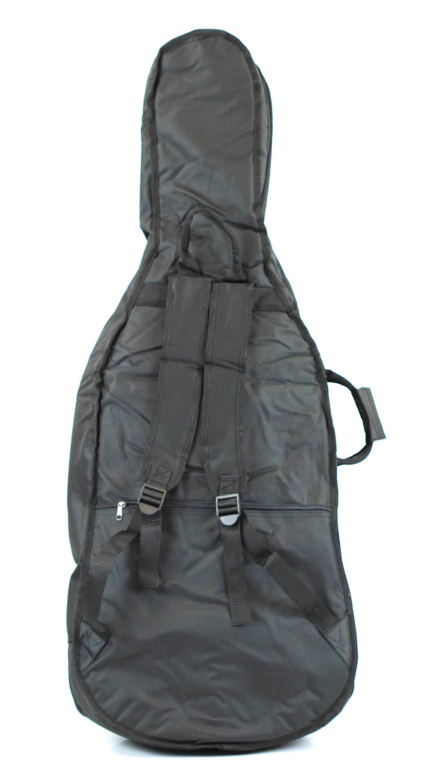 Quality black 4/4 size padded cello bag case - back straps & 2 bow holders