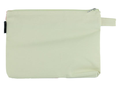 Creme I Love Music brand treble clef print canvas zipper pencil case 23cm X 17cm
