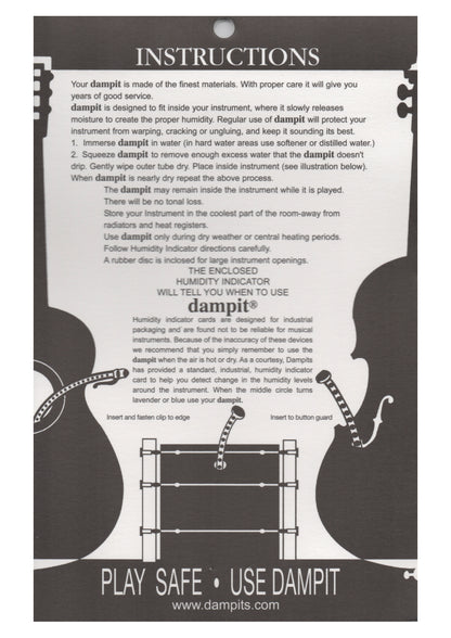 Dampit viola humidifier stops instrument damage in extreme climate conditions