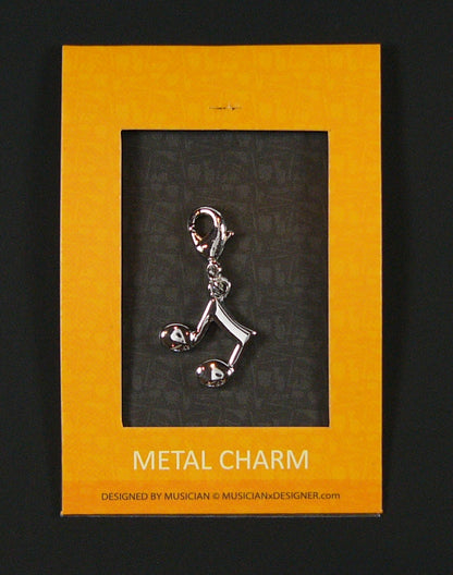 Musician Designer metal two music notes quaver charm with lobster claw lock