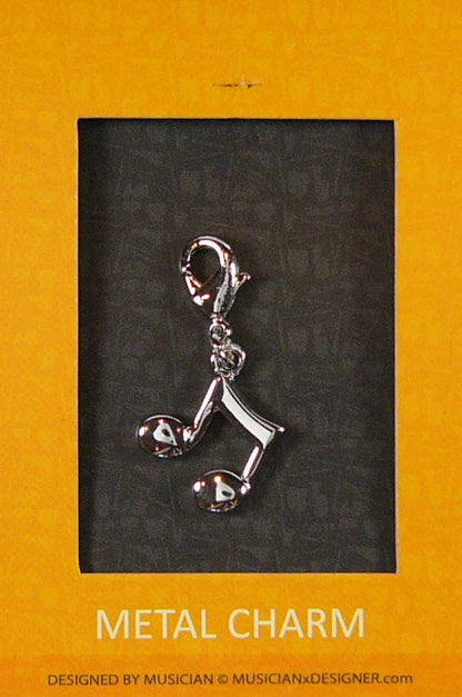 Musician Designer metal two music notes quaver charm with lobster claw lock