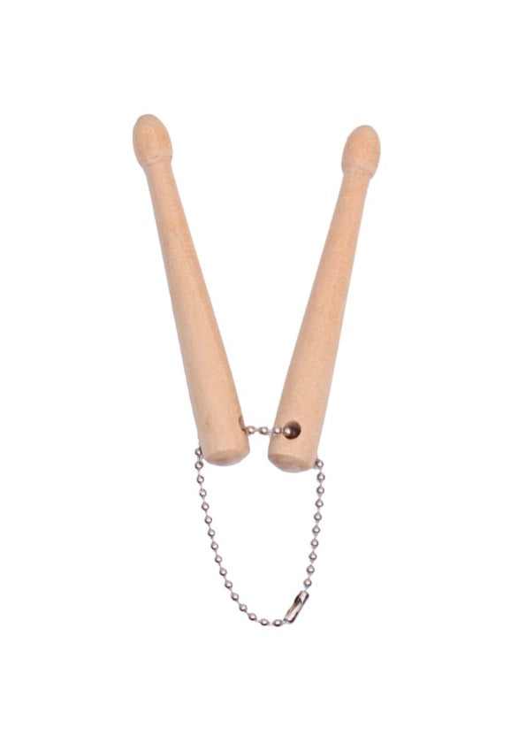 Novelty set of 2 mini maple drumsticks on ball chain keyring