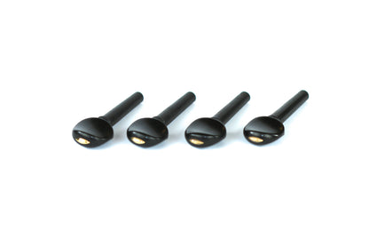 Set of 4 ebony violin tuning pegs with brass diamond capping 1/2 size