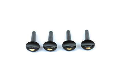 Set of 4 ebony violin tuning pegs with brass diamond capping 1/8 size