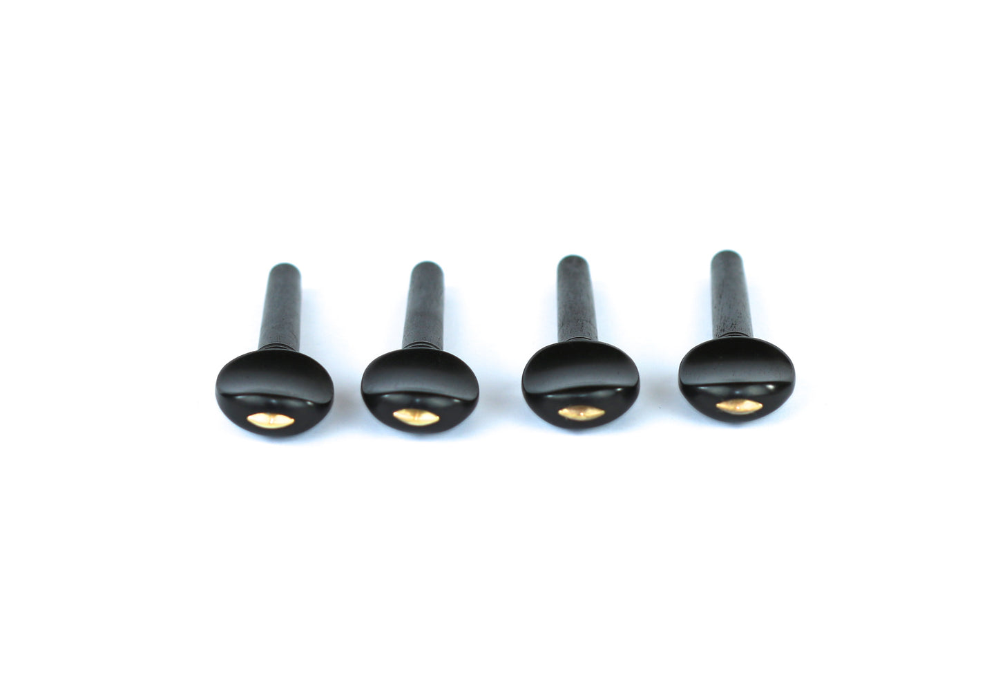 Set of 4 ebony violin tuning pegs with brass diamond capping 3/4 size