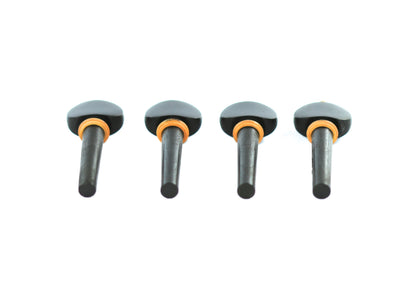 Set of 4 ebony hill shape style violin tuning pegs with pin design 3/4 size