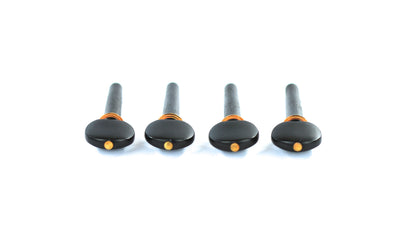 Set of 4 ebony hill shape style violin tuning pegs with pin design 3/4 size