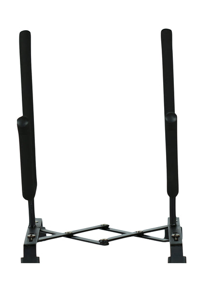 Black metal violin viola display stand expandable to all sizes