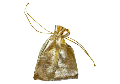 Chrome music treble clef bottle opener in golden drawstring pouch