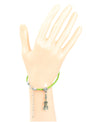 Green braided leather bracelet with violin charm lobster claw clasp