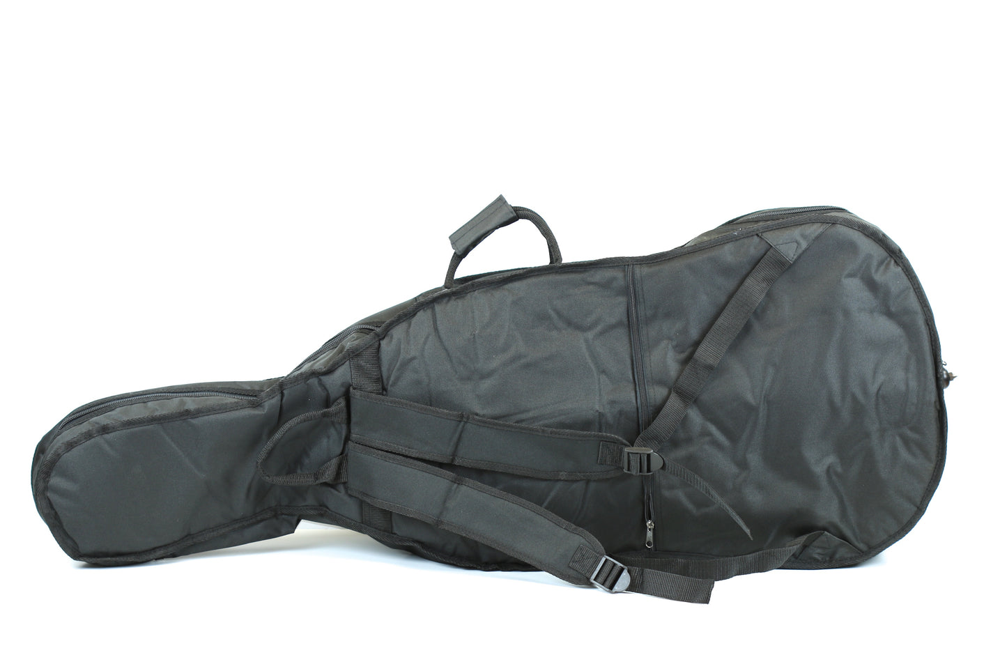 Quality black 4/4 size padded cello bag case - back straps & 2 bow holders