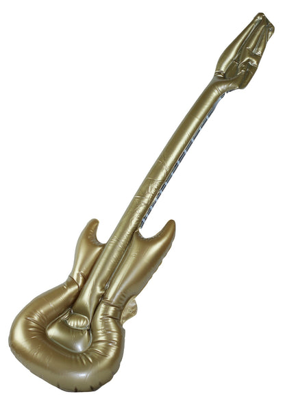 Inflatable novelty musical 40” gold coloured rock electric guitar