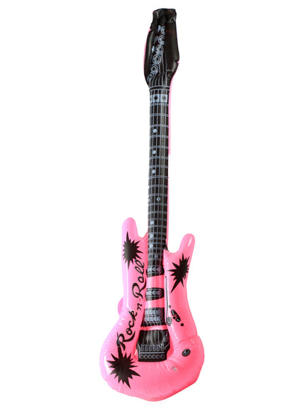 Inflatable novelty musical 40” pink coloured rock electric guitar
