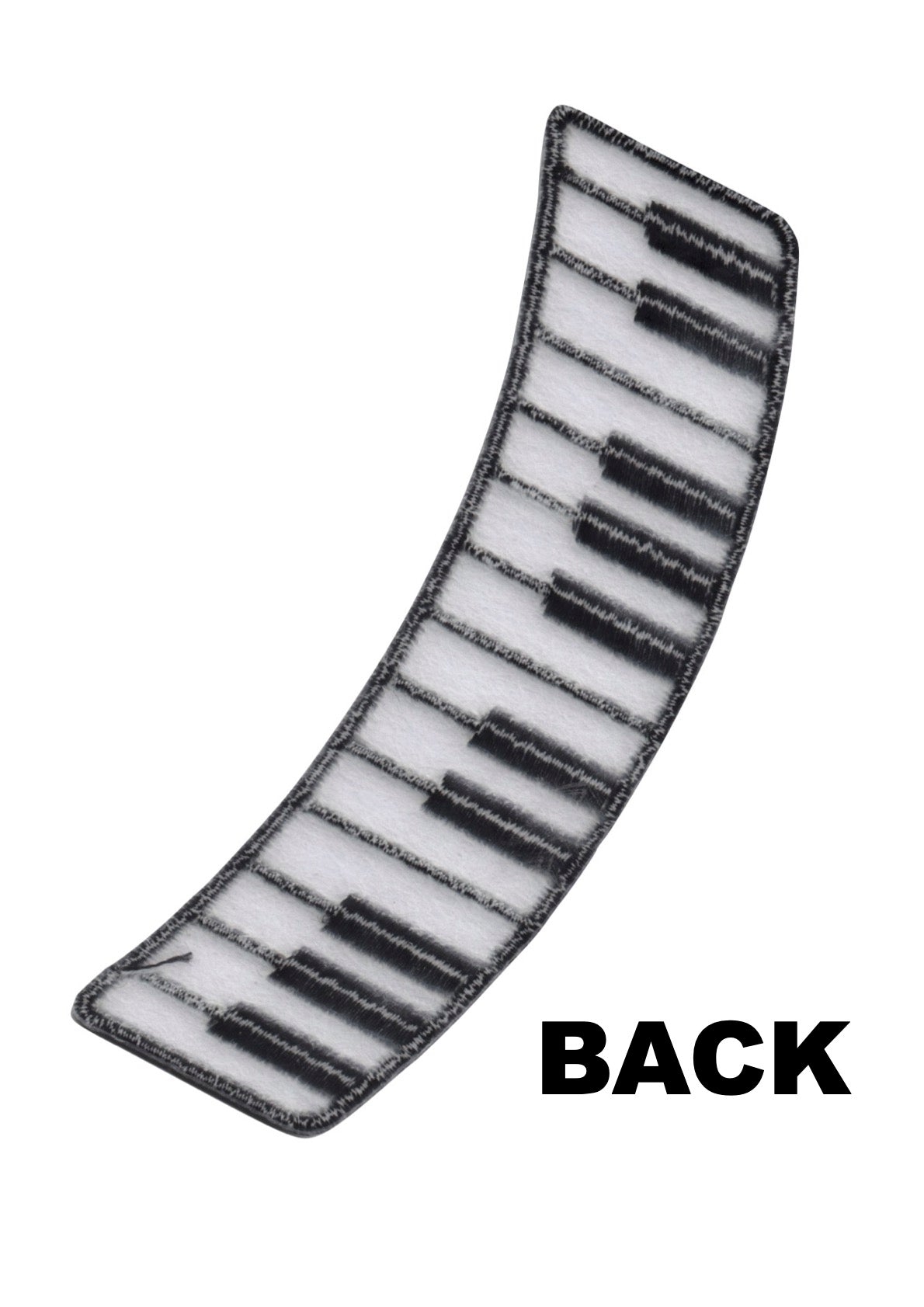 AIM Gifts brand curved black and white embroidered music piano keyboard iron on patch